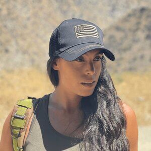 JupiterGear American Flag Trucker Hat with Adjustable Strap Black Green